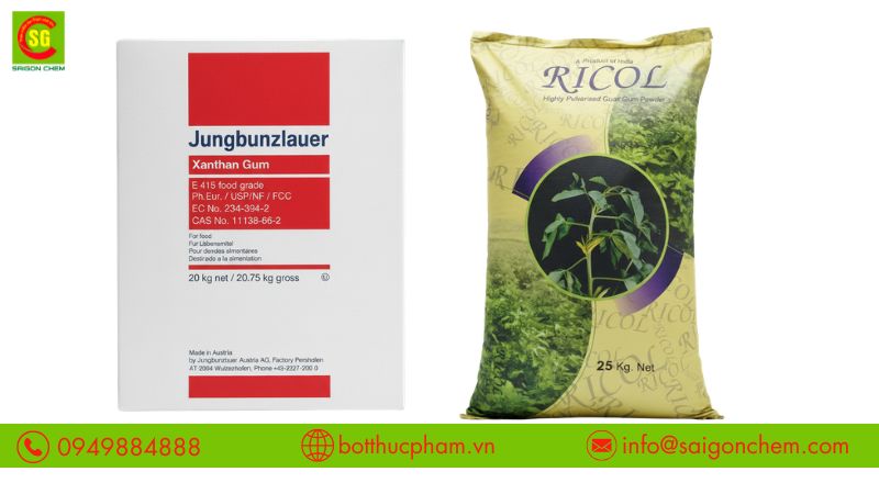 Xanthan gum, guar gum tạo độ dai và ổn định cấu trúc