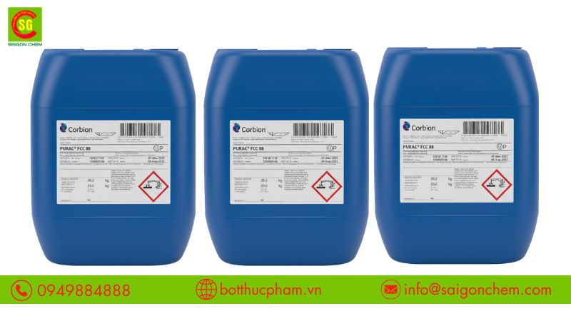 Acid lactic dùng trong thực phẩm lên men, chua nhẹ