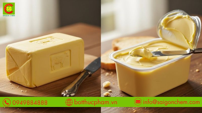 So s&aacute;nh bơ động vật v&agrave; bơ thực vật về m&agrave;u sắc v&agrave; kết cấu