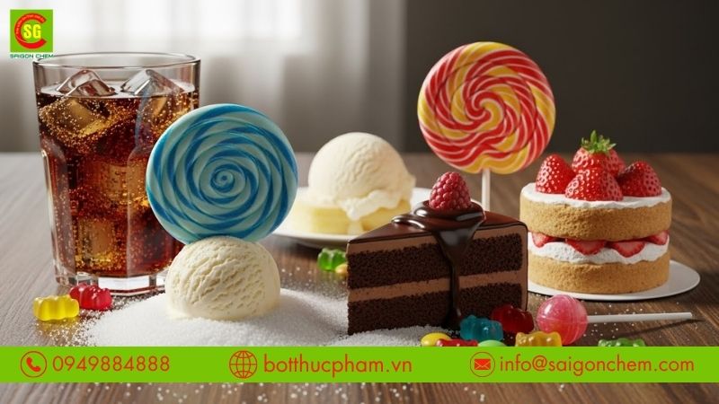 Sorbitol thay thế đường trong b&aacute;nh, kem, kẹo v&agrave; nước giải kh&aacute;t