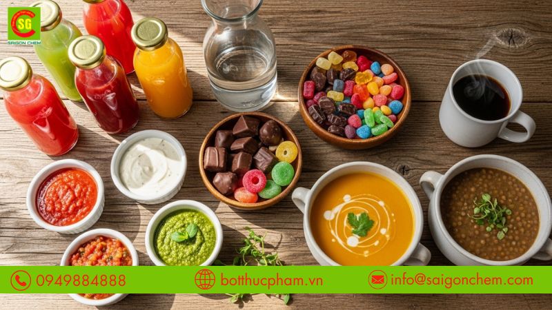 Kết hợp c&ugrave;ng chất điều chỉnh độ axit hoặc muối giữ hương thơm ổn định