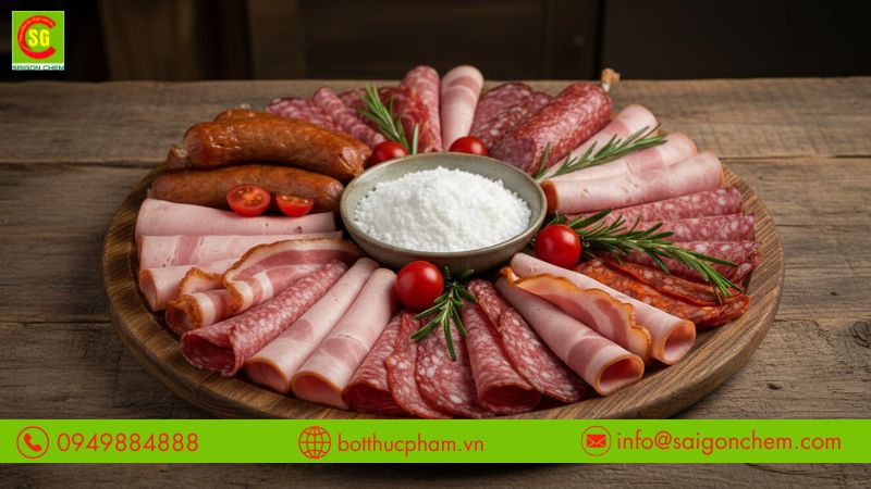 Sodium Nitrite bảo quản thịt v&agrave; tạo m&agrave;u hồng đặc trưng